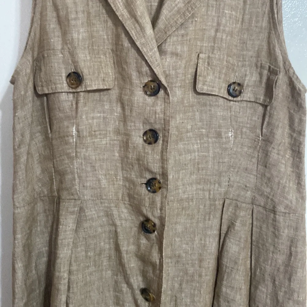 Tan linen dress - Picture 2 of 4
